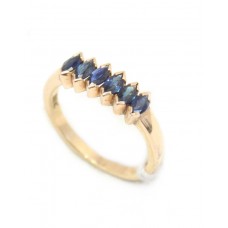 Ring Blue Sapphire 18kt Gold Marquise Cut Yellow Natural 18 KT Vintage Gift D165